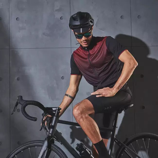 MEN'S ROAD BIKE KITS - Black and Maroon - RC500 TRIBAN
