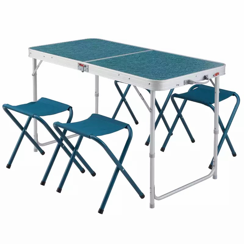 FOLDING CAMPING TABLE - 4 STOOLS - 4 / 6 PERSON QUECHUA