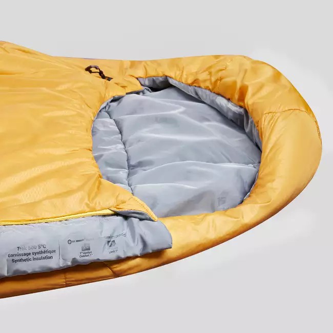 Sleeping Bag - FIBER - YELLOW - TREK 500 5C FORCLAZ